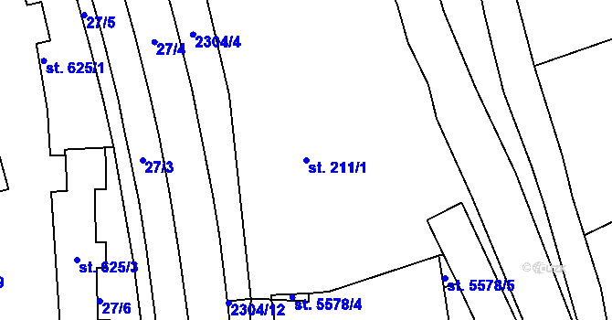 Parcela st. 211/1 v KÚ Beroun, Katastrální mapa