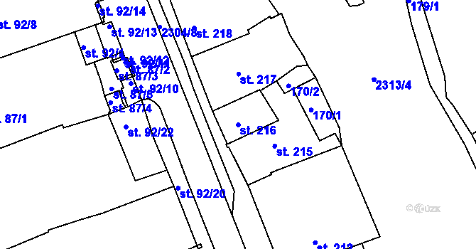 Parcela st. 216 v KÚ Beroun, Katastrální mapa