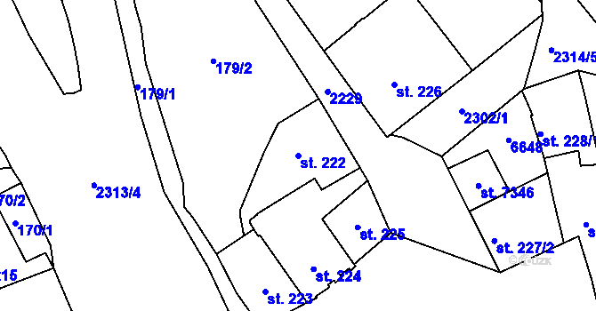 Parcela st. 222 v KÚ Beroun, Katastrální mapa