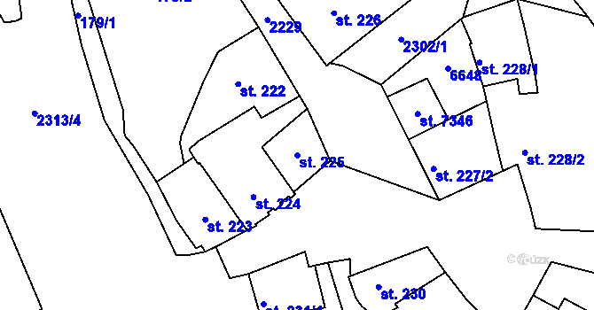 Parcela st. 225 v KÚ Beroun, Katastrální mapa