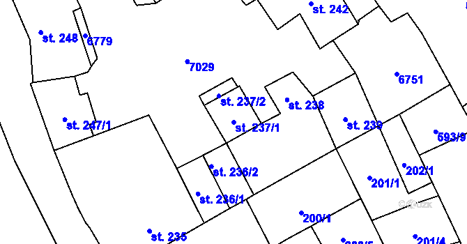 Parcela st. 237/1 v KÚ Beroun, Katastrální mapa