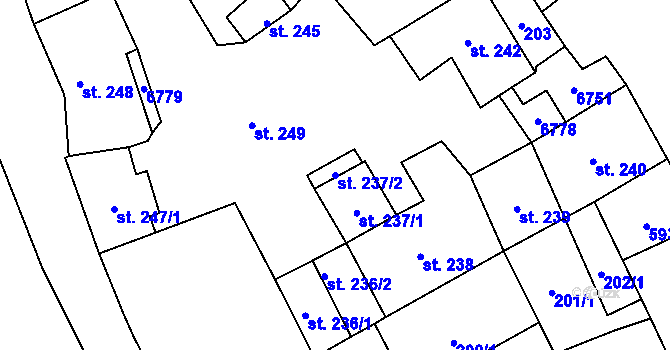 Parcela st. 237/2 v KÚ Beroun, Katastrální mapa