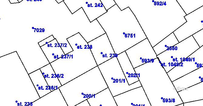 Parcela st. 239 v KÚ Beroun, Katastrální mapa