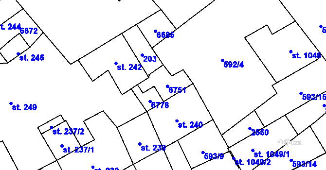 Parcela st. 241 v KÚ Beroun, Katastrální mapa