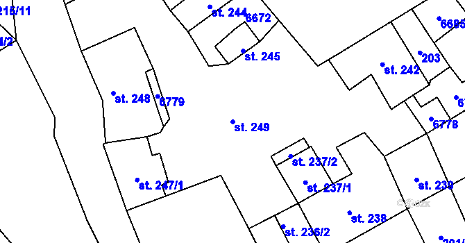 Parcela st. 249 v KÚ Beroun, Katastrální mapa