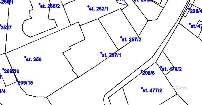 Parcela st. 257/1 v KÚ Beroun, Katastrální mapa