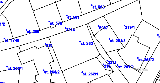 Parcela st. 263 v KÚ Beroun, Katastrální mapa