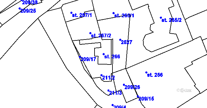 Parcela st. 266 v KÚ Beroun, Katastrální mapa