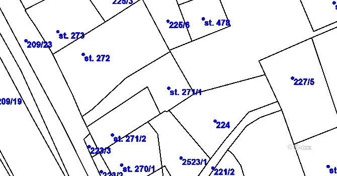 Parcela st. 271/1 v KÚ Beroun, Katastrální mapa