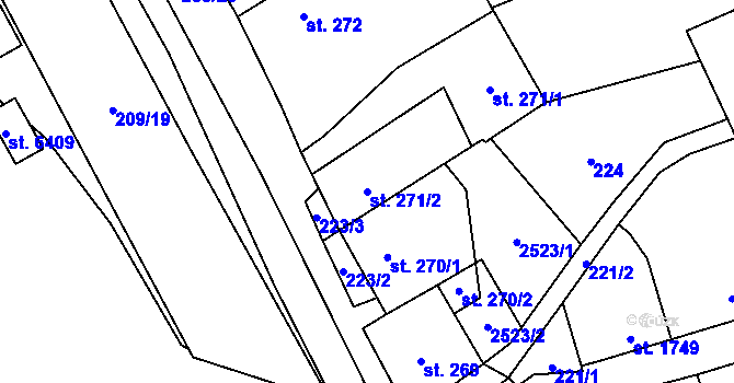 Parcela st. 271/2 v KÚ Beroun, Katastrální mapa