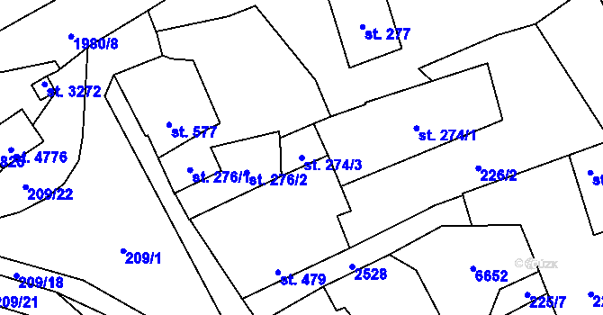 Parcela st. 274/3 v KÚ Beroun, Katastrální mapa