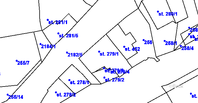Parcela st. 279/1 v KÚ Beroun, Katastrální mapa