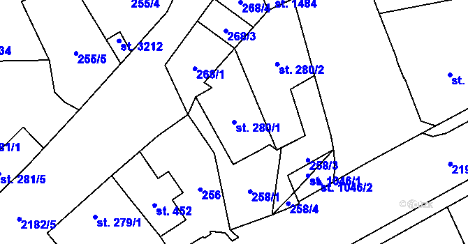 Parcela st. 280/1 v KÚ Beroun, Katastrální mapa