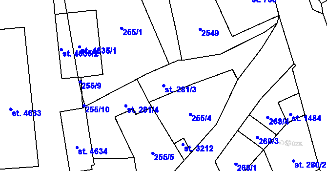 Parcela st. 281/3 v KÚ Beroun, Katastrální mapa