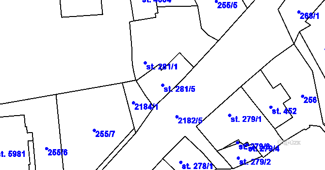 Parcela st. 281/5 v KÚ Beroun, Katastrální mapa