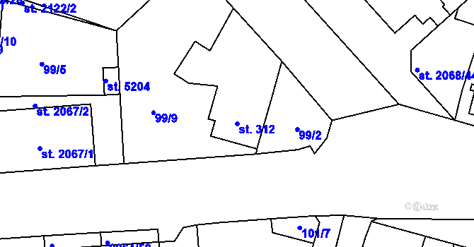 Parcela st. 312 v KÚ Beroun, Katastrální mapa