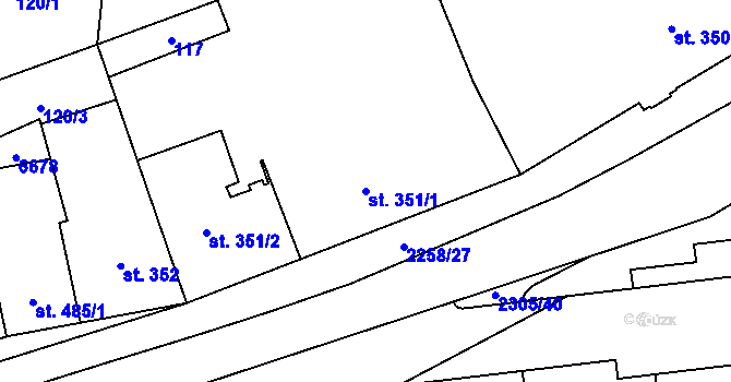 Parcela st. 351/1 v KÚ Beroun, Katastrální mapa