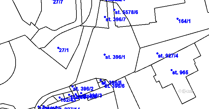 Parcela st. 396/1 v KÚ Beroun, Katastrální mapa