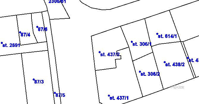 Parcela st. 437/2 v KÚ Beroun, Katastrální mapa
