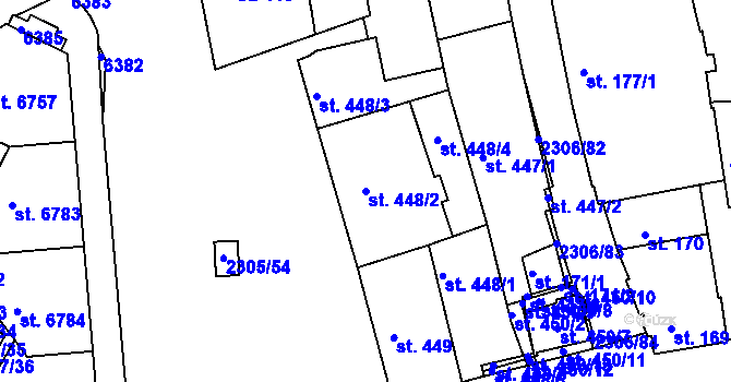 Parcela st. 448/2 v KÚ Beroun, Katastrální mapa