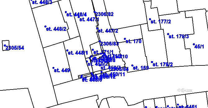Parcela st. 450/10 v KÚ Beroun, Katastrální mapa