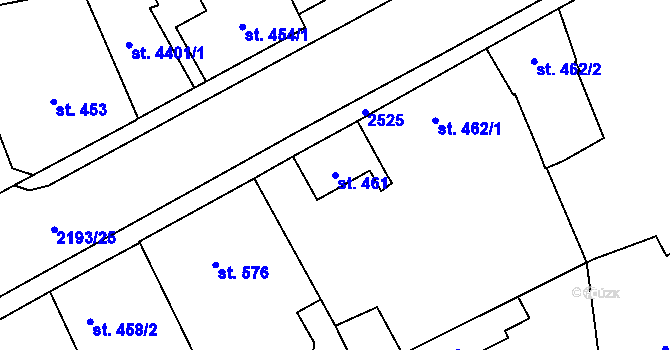 Parcela st. 461 v KÚ Beroun, Katastrální mapa