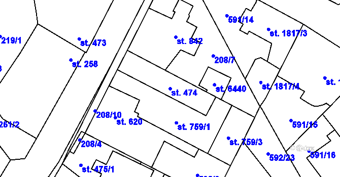 Parcela st. 474 v KÚ Beroun, Katastrální mapa