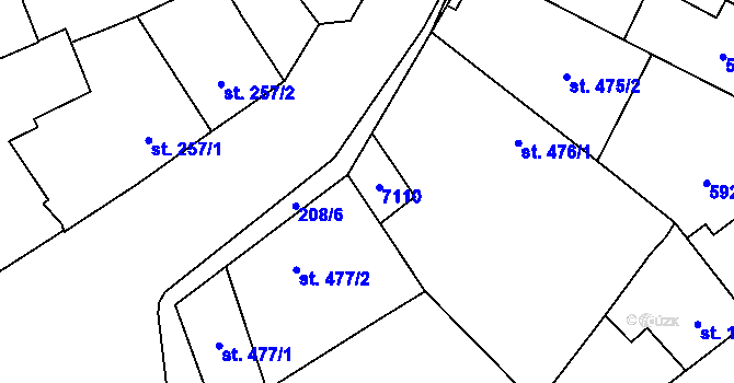 Parcela st. 476/2 v KÚ Beroun, Katastrální mapa