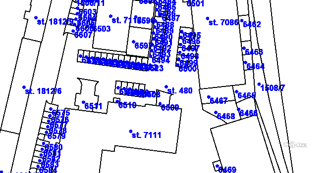 Parcela st. 480 v KÚ Beroun, Katastrální mapa