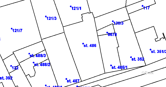 Parcela st. 486 v KÚ Beroun, Katastrální mapa