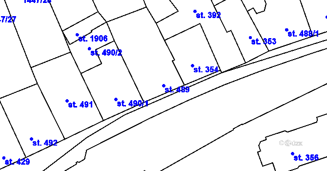 Parcela st. 489 v KÚ Beroun, Katastrální mapa