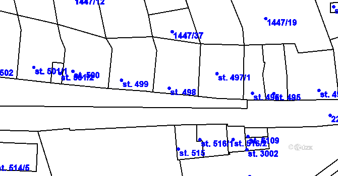 Parcela st. 498 v KÚ Beroun, Katastrální mapa