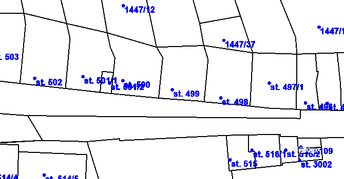 Parcela st. 499 v KÚ Beroun, Katastrální mapa