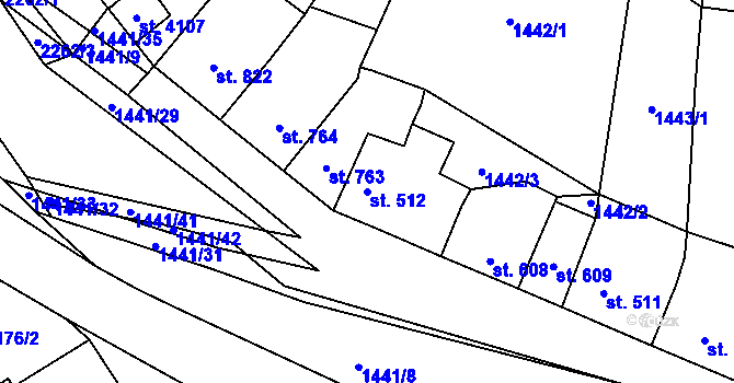 Parcela st. 512 v KÚ Beroun, Katastrální mapa