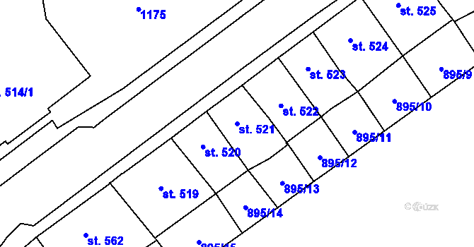Parcela st. 521 v KÚ Beroun, Katastrální mapa