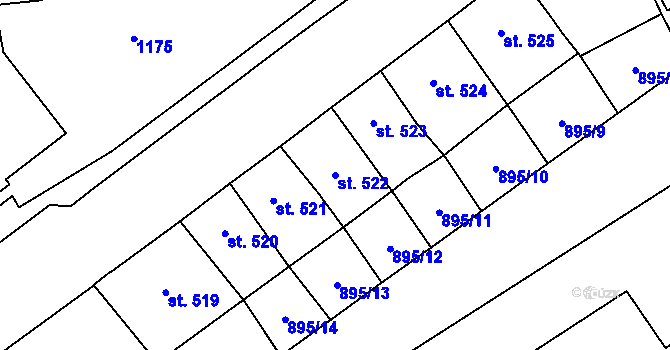 Parcela st. 522 v KÚ Beroun, Katastrální mapa