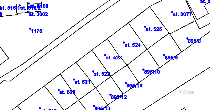 Parcela st. 523 v KÚ Beroun, Katastrální mapa