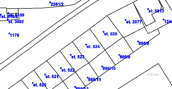 Parcela st. 524 v KÚ Beroun, Katastrální mapa