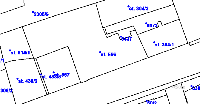 Parcela st. 566 v KÚ Beroun, Katastrální mapa
