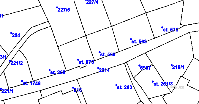 Parcela st. 569 v KÚ Beroun, Katastrální mapa