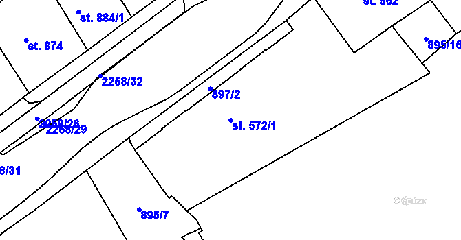 Parcela st. 572/1 v KÚ Beroun, Katastrální mapa