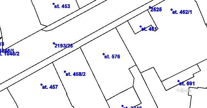 Parcela st. 576 v KÚ Beroun, Katastrální mapa