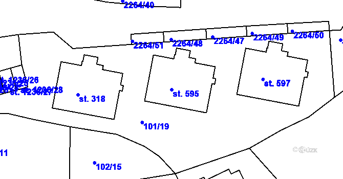 Parcela st. 595 v KÚ Beroun, Katastrální mapa