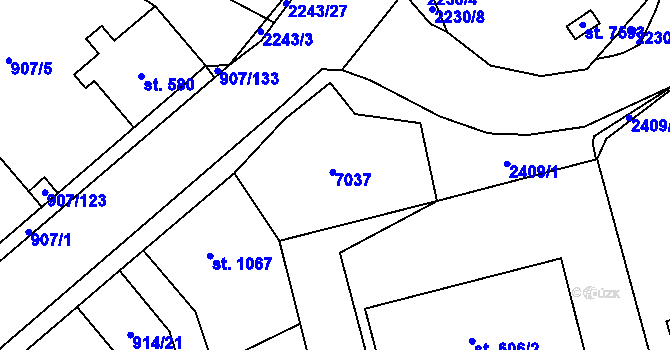 Parcela st. 606/3 v KÚ Beroun, Katastrální mapa