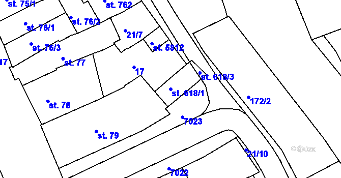 Parcela st. 618/1 v KÚ Beroun, Katastrální mapa