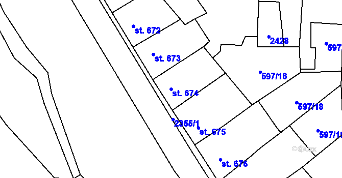 Parcela st. 674 v KÚ Beroun, Katastrální mapa