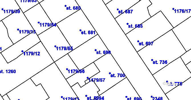 Parcela st. 699 v KÚ Beroun, Katastrální mapa