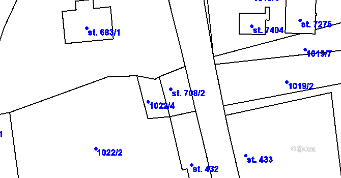 Parcela st. 708/2 v KÚ Beroun, Katastrální mapa