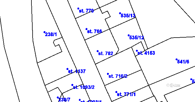 Parcela st. 782 v KÚ Beroun, Katastrální mapa