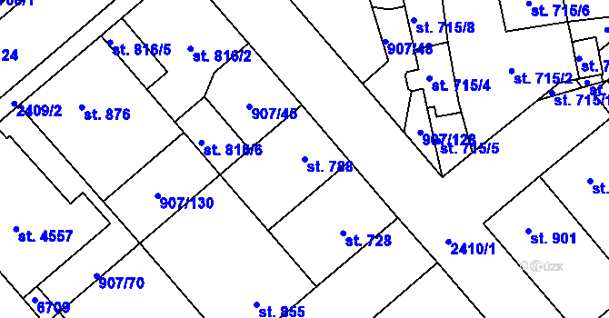 Parcela st. 788 v KÚ Beroun, Katastrální mapa